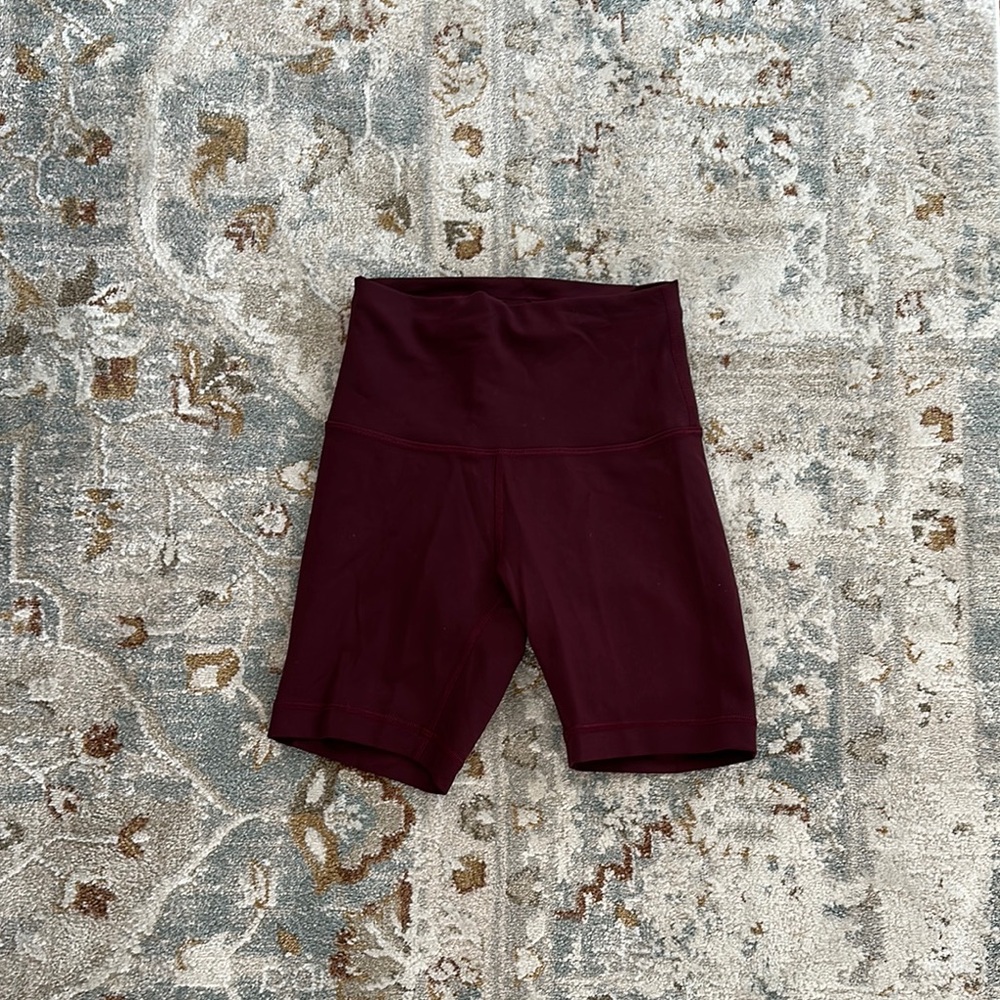 Burgundy High-Waisted biker Shorts